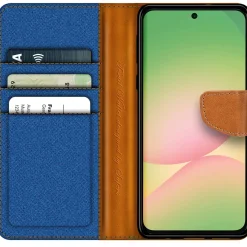Textil Klapphülle für Samsung Galaxy A37 5G - Case im Jeanslook mit Kartenfächern