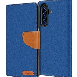 Textil Klapphülle für Samsung Galaxy A37 5G - Case im Jeanslook mit Kartenfächern
