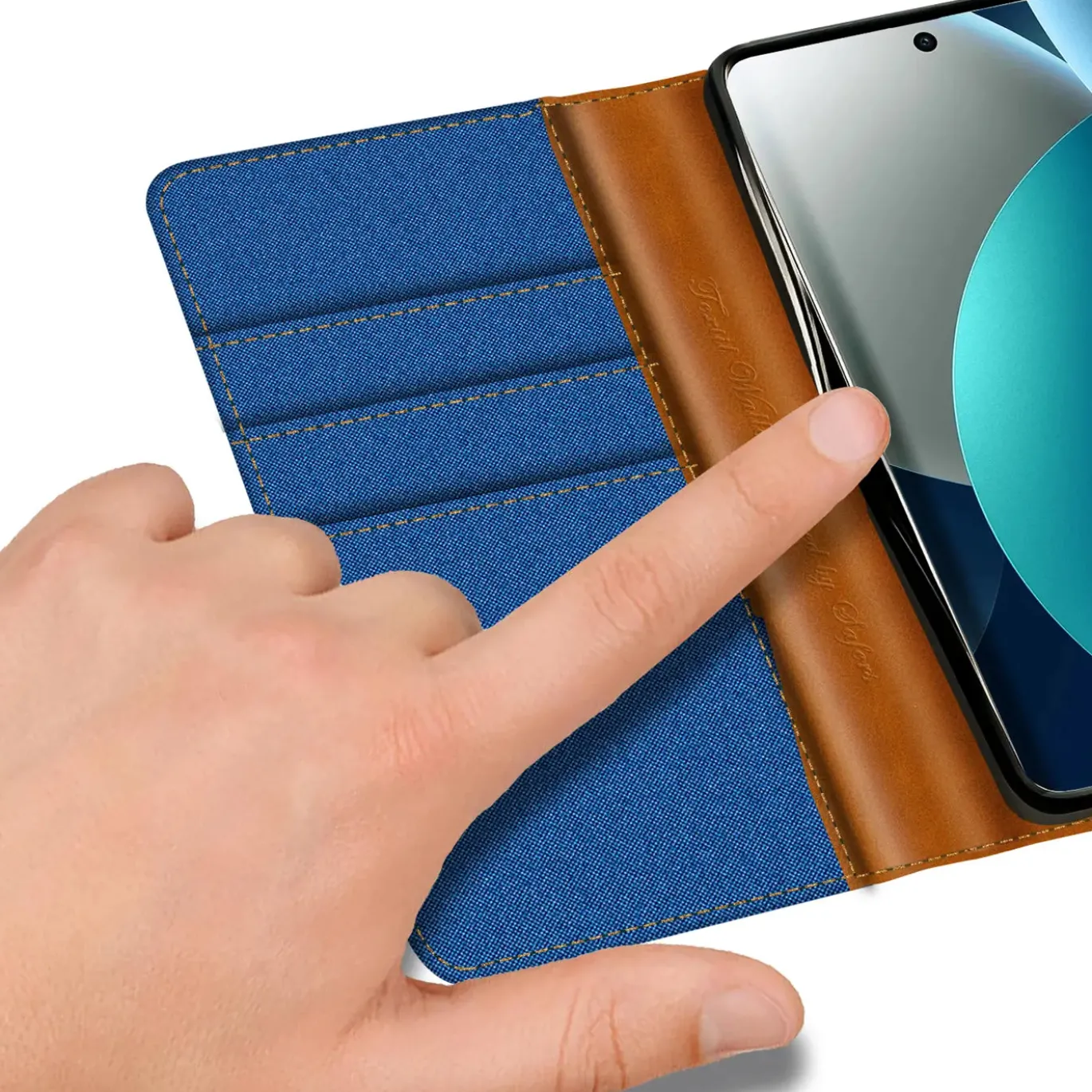 Textil Klapphülle für Xiaomi Redmi Note 15 Pro 4G - Case im Jeanslook mit Kartenfächern