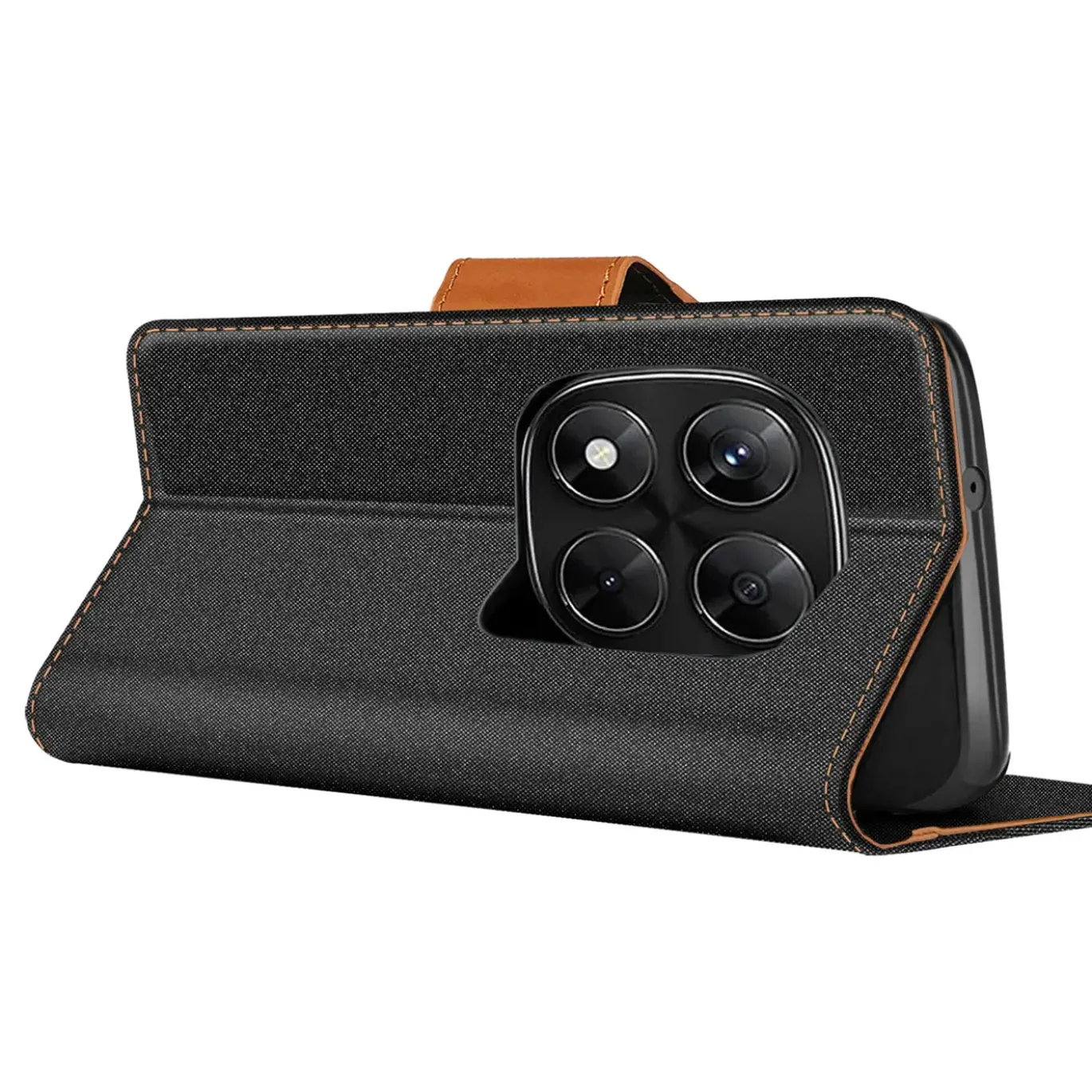 Textil Klapphülle für Xiaomi Redmi Note 15 Pro 4G - Case im Jeanslook mit Kartenfächern