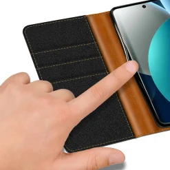 Textil Klapphülle für Xiaomi Redmi Note 15 Pro 4G - Case im Jeanslook mit Kartenfächern