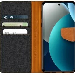 Textil Klapphülle für Xiaomi Redmi Note 15 Pro 4G - Case im Jeanslook mit Kartenfächern