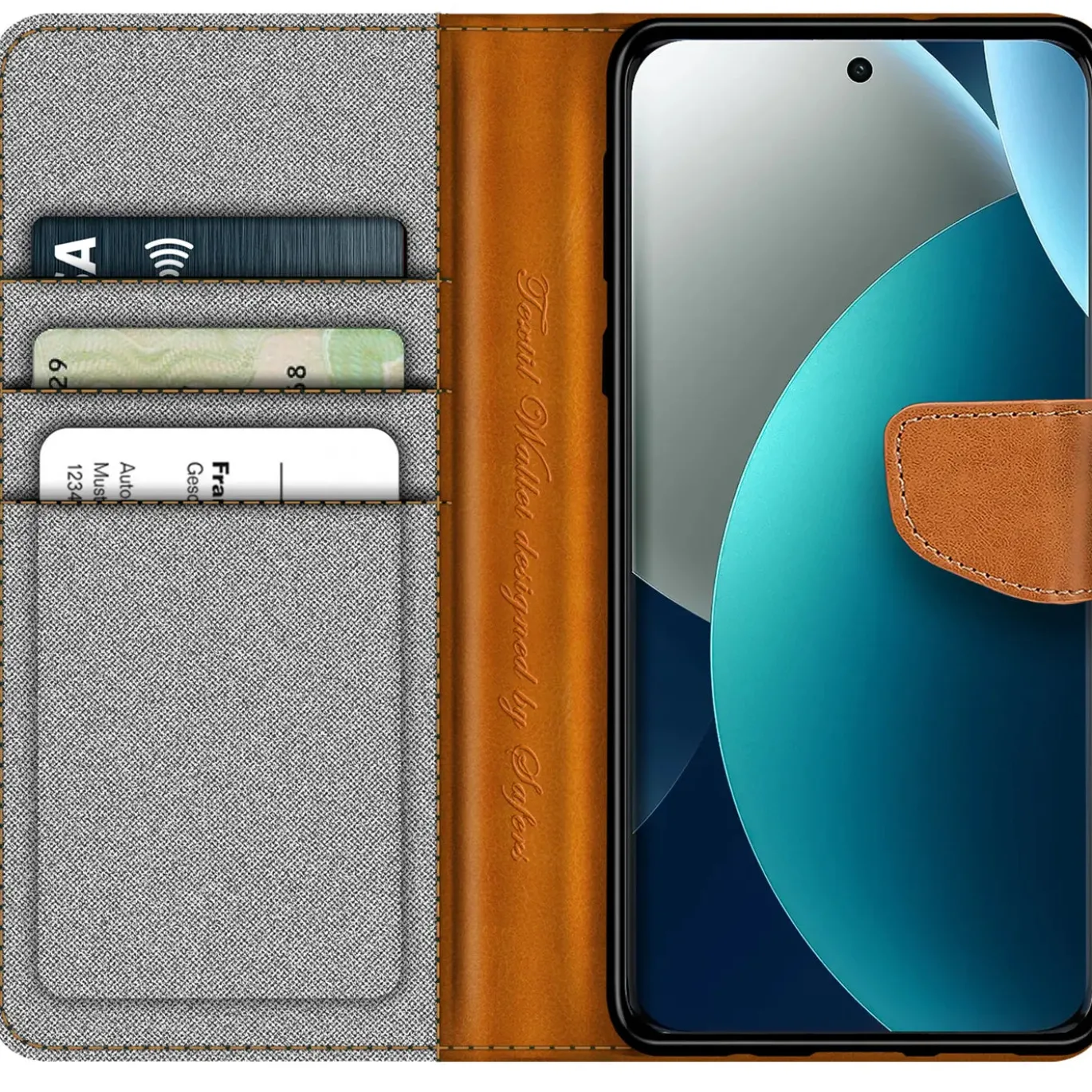 Textil Klapphülle für Xiaomi Redmi Note 15 Pro 4G - Case im Jeanslook mit Kartenfächern