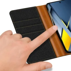 Textil Klapphülle für Xiaomi Poco F8 Ultra - Case im Jeanslook mit Kartenfächern