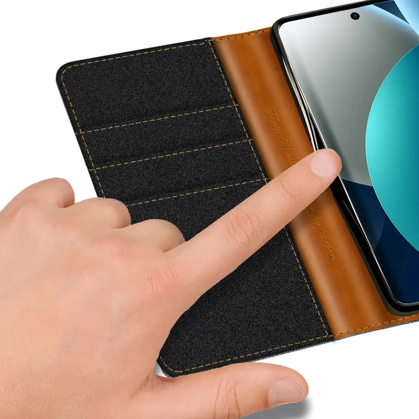 Textil Klapphülle für Xiaomi Redmi Note 15 Pro 5G - Case im Jeanslook mit Kartenfächern