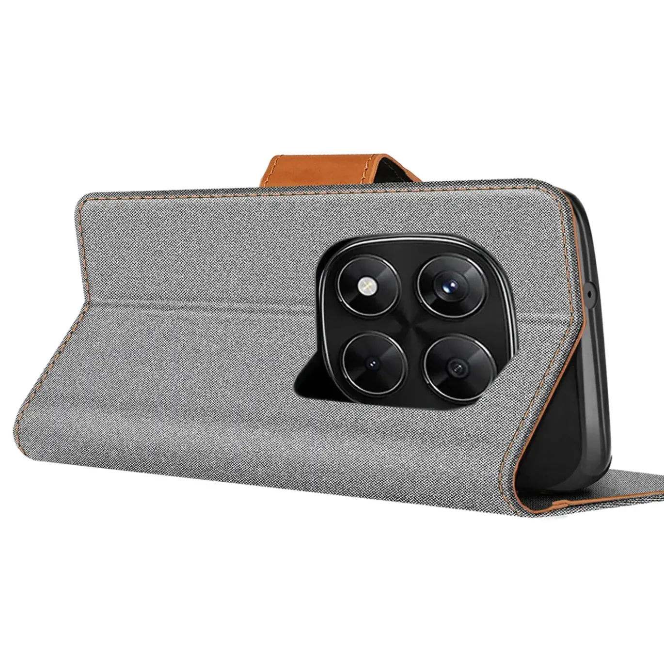 Textil Klapphülle für Xiaomi Redmi Note 15 Pro 5G - Case im Jeanslook mit Kartenfächern