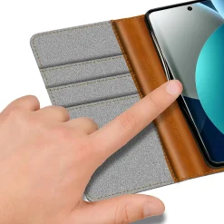Textil Klapphülle für Xiaomi Redmi Note 15 Pro 5G - Case im Jeanslook mit Kartenfächern