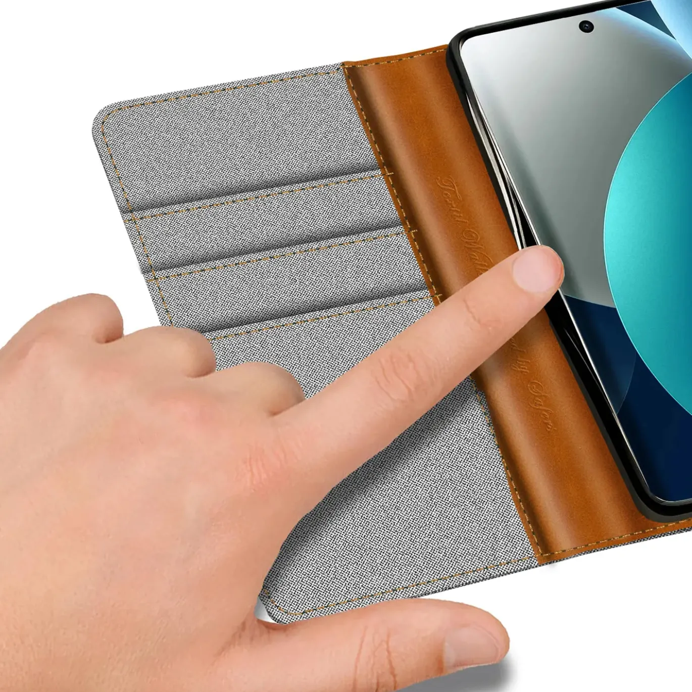 Textil Klapphülle für Xiaomi Redmi Note 15 Pro 5G - Case im Jeanslook mit Kartenfächern