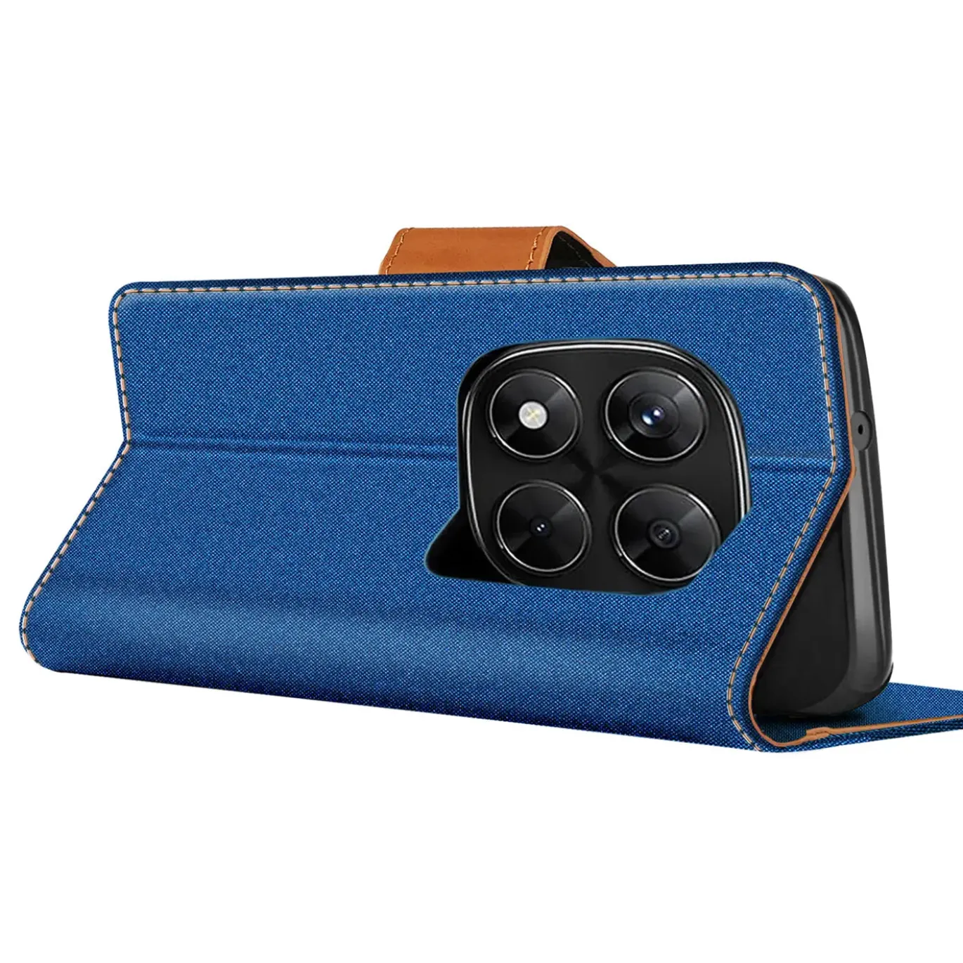 Textil Klapphülle für Xiaomi Redmi Note 15 Pro 5G - Case im Jeanslook mit Kartenfächern