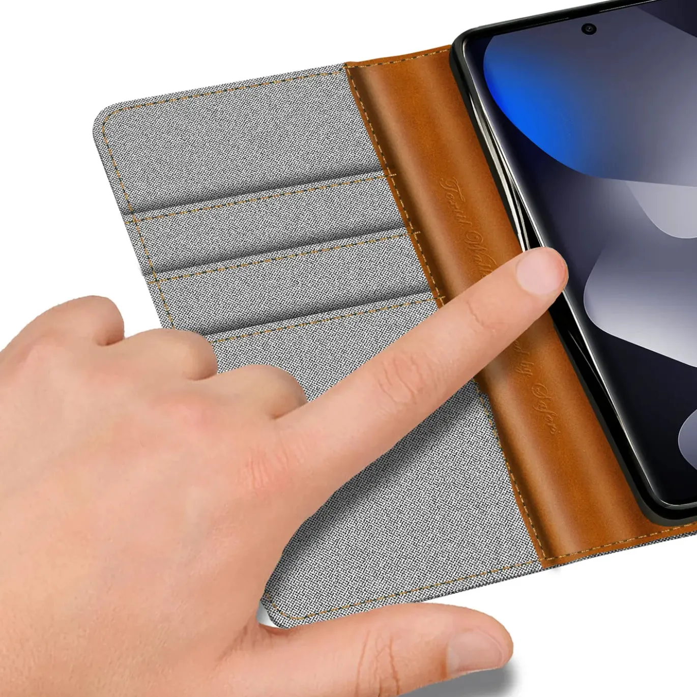 Textil Klapphülle für Xiaomi Redmi Note 15 5G - Case im Jeanslook mit Kartenfächern