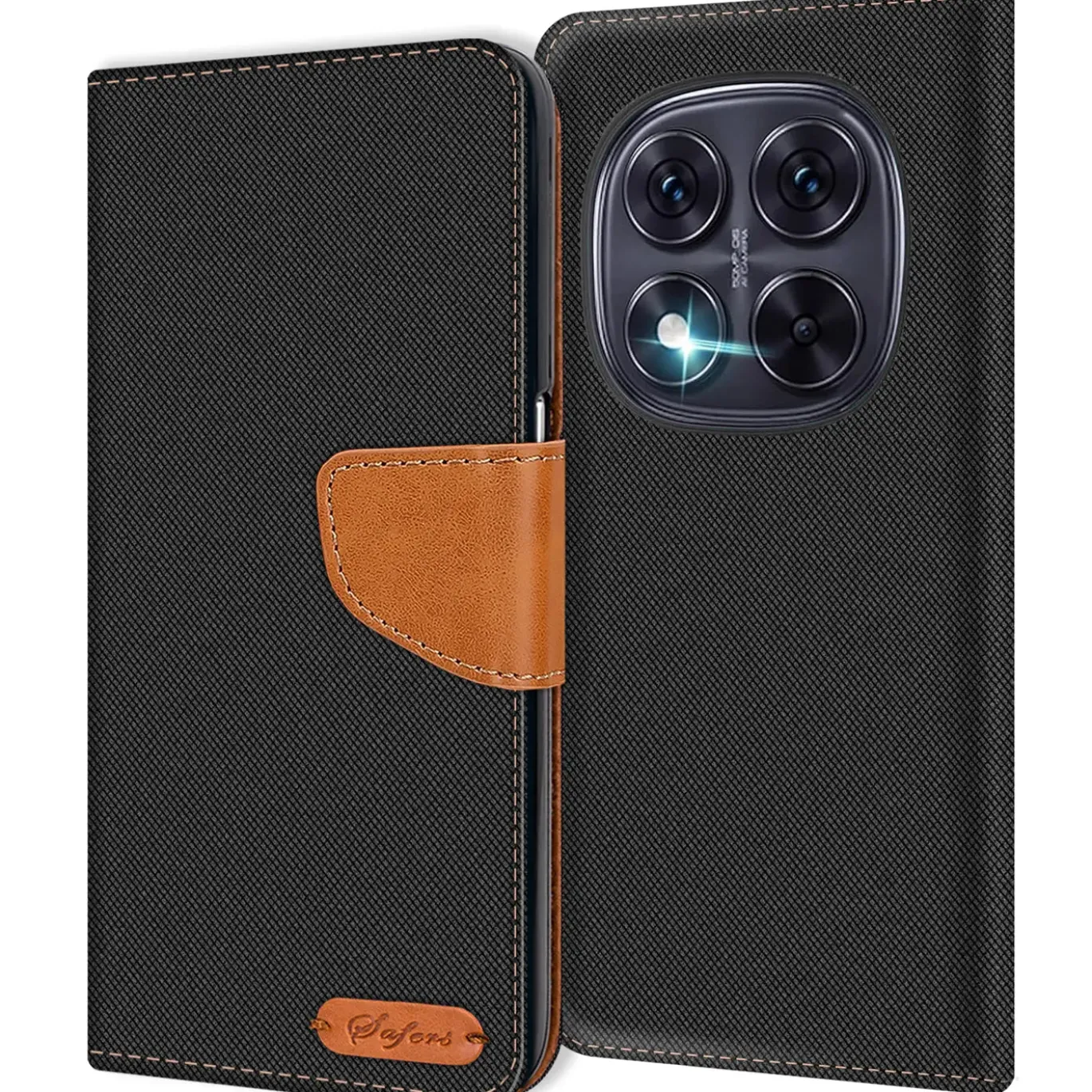 Textil Klapphülle für Xiaomi Redmi Note 15 5G - Case im Jeanslook mit Kartenfächern