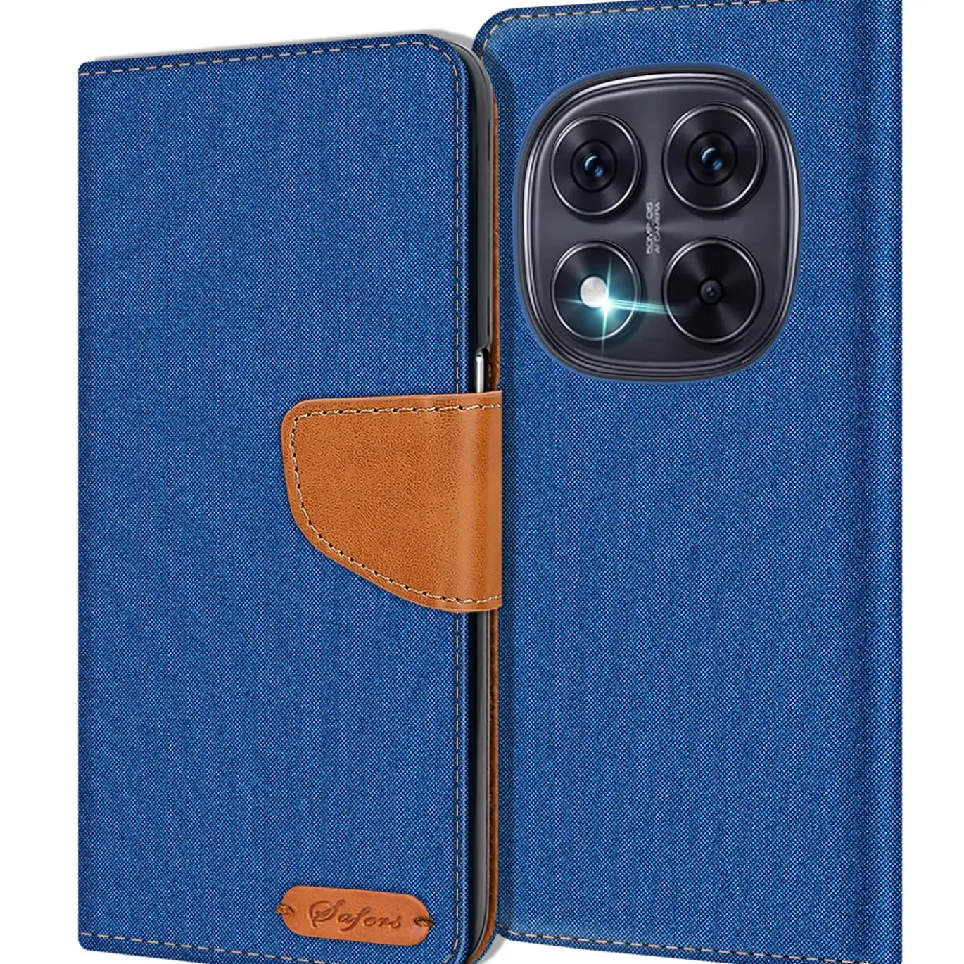 Textil Klapphülle für Xiaomi Redmi Note 15 5G - Case im Jeanslook mit Kartenfächern