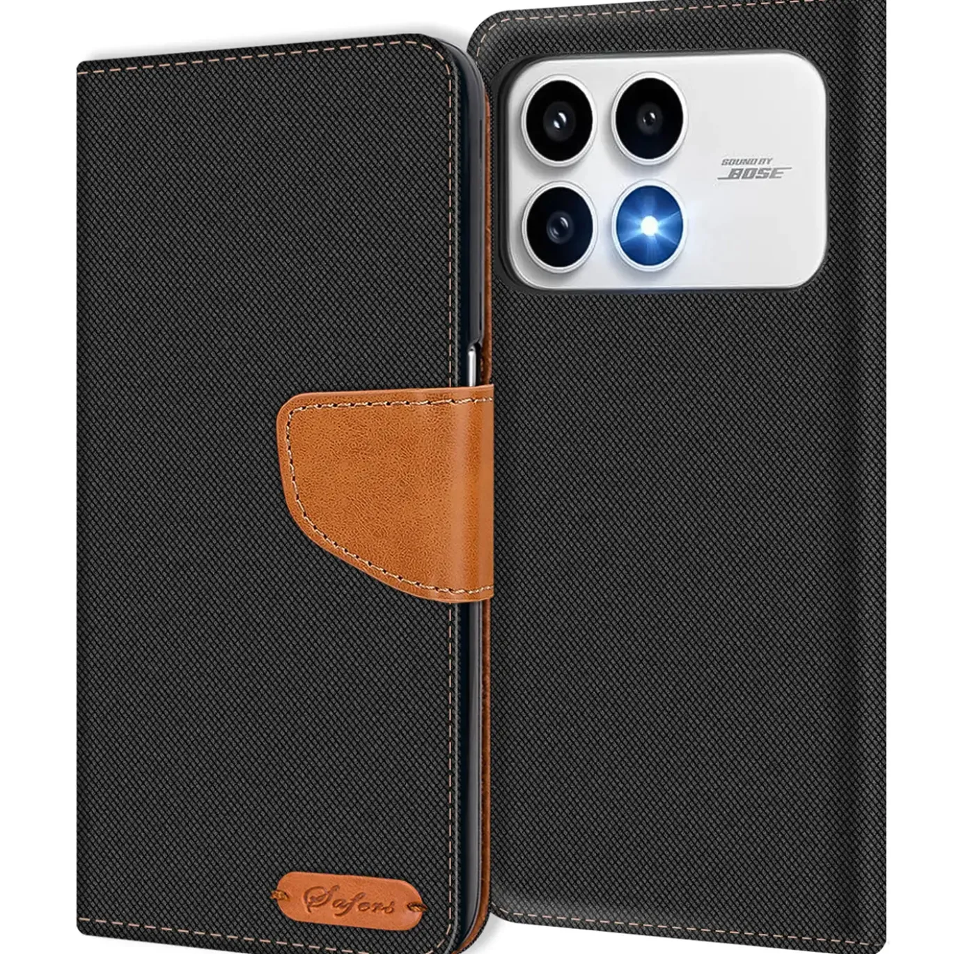 Textil Klapphülle für Xiaomi Poco F8 Pro - Case im Jeanslook mit Kartenfächern