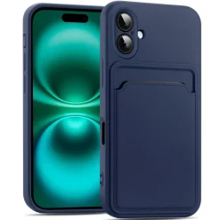 TPU Case für iPhone 17 - Slim Hülle mit Kartenfach & Mikrofaser-Inlay