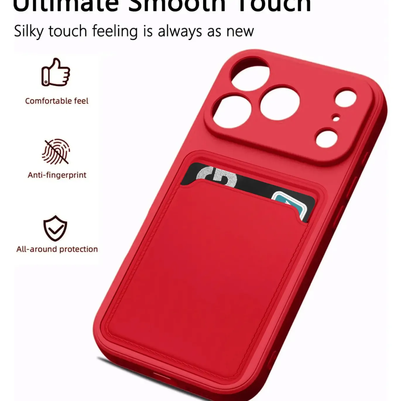 TPU Case für iPhone 17 Pro - Slim Hülle mit Kartenfach & Mikrofaser-Inlay
