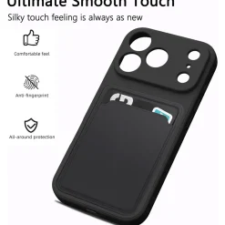 TPU Case für iPhone 17 Pro - Slim Hülle mit Kartenfach & Mikrofaser-Inlay