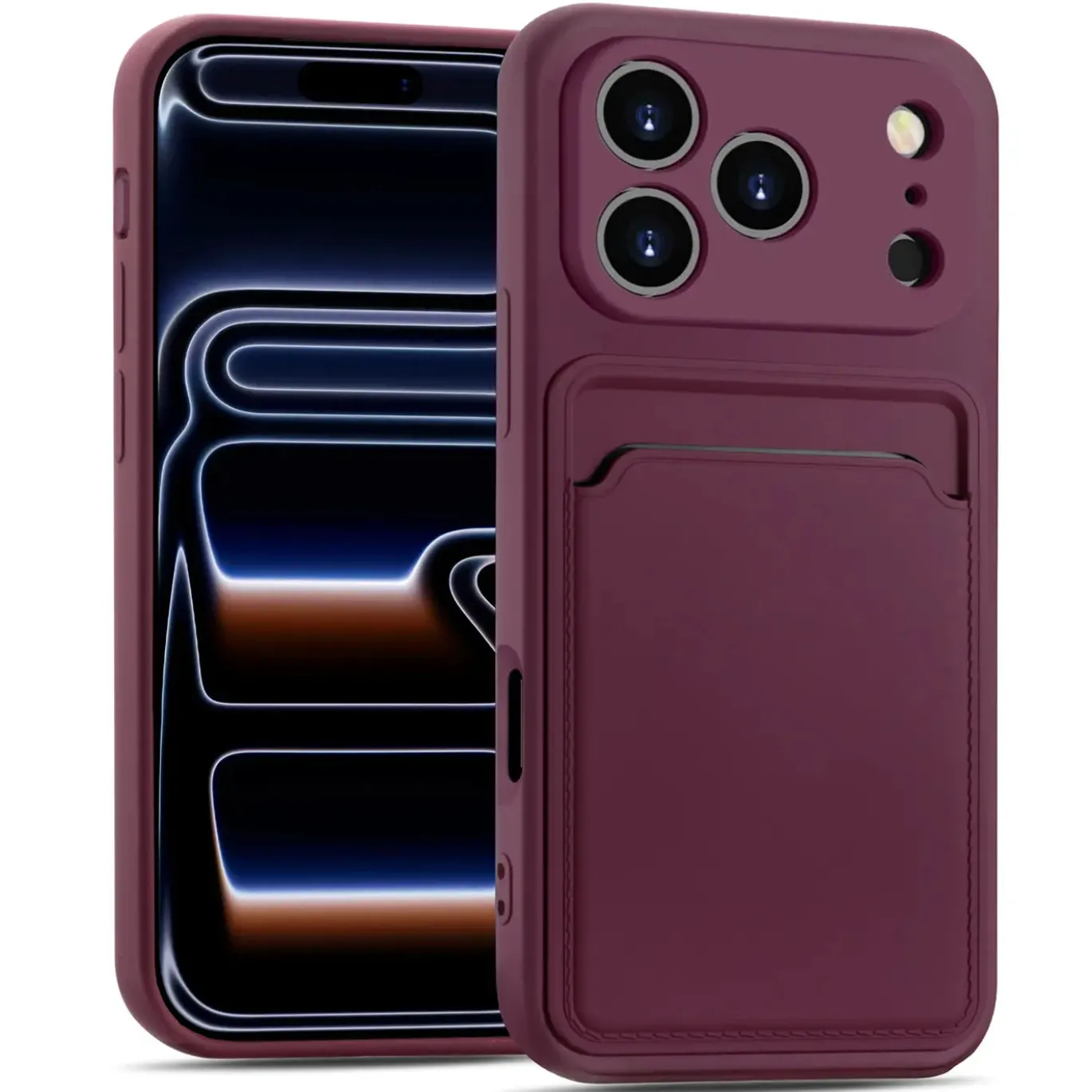 TPU Case für iPhone 17 Pro - Slim Hülle mit Kartenfach & Mikrofaser-Inlay