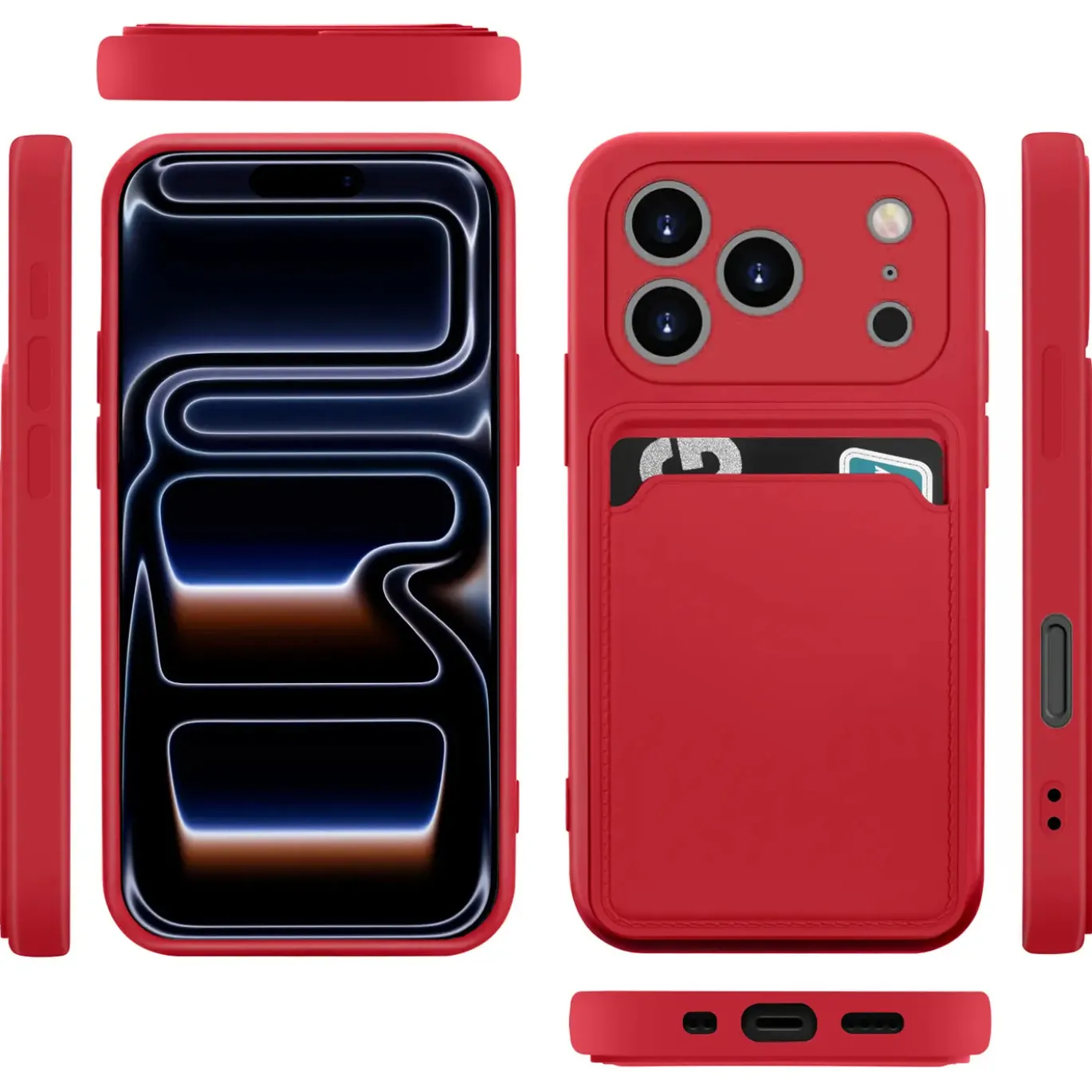 TPU Case für iPhone 17 Pro - Slim Hülle mit Kartenfach & Mikrofaser-Inlay