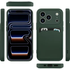 TPU Case für iPhone 17 Pro - Slim Hülle mit Kartenfach & Mikrofaser-Inlay