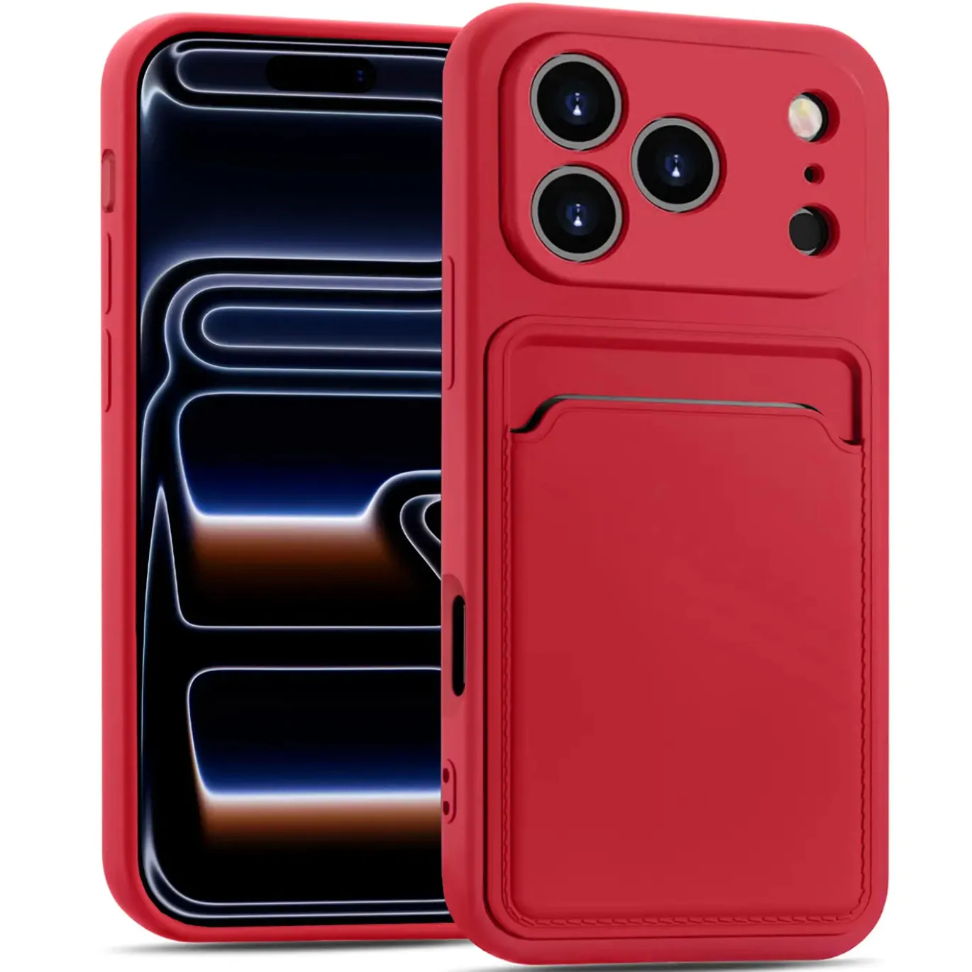 TPU Case für iPhone 17 Pro - Slim Hülle mit Kartenfach & Mikrofaser-Inlay