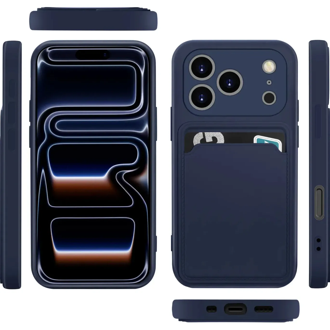 TPU Case für iPhone 17 Pro - Slim Hülle mit Kartenfach & Mikrofaser-Inlay