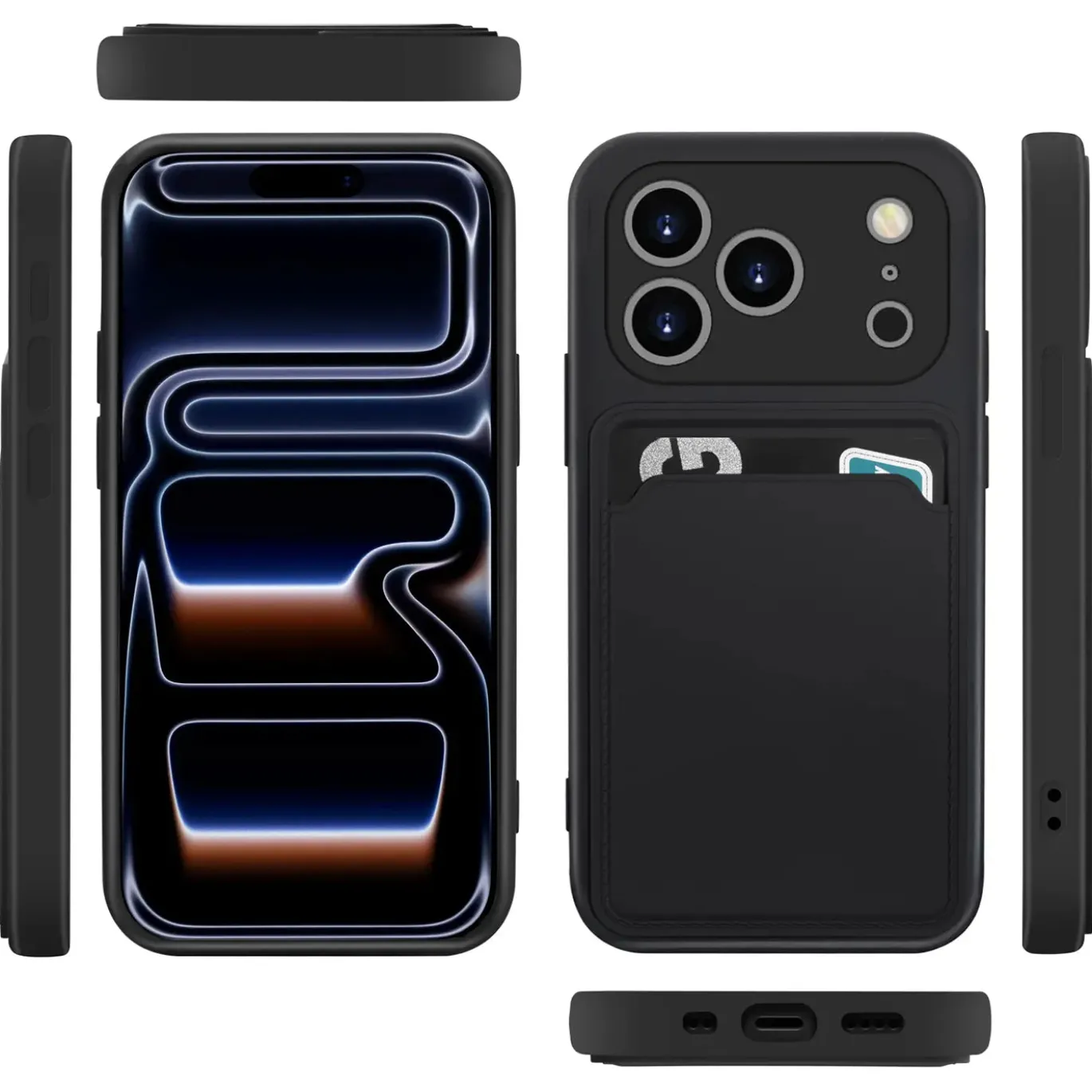TPU Case für iPhone 17 Pro Max - Slim Hülle mit Kartenfach & Mikrofaser-Inlay