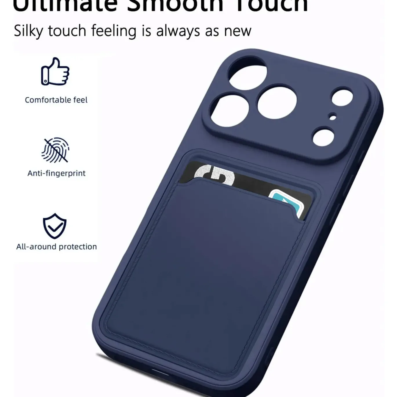 TPU Case für iPhone 17 Pro Max - Slim Hülle mit Kartenfach & Mikrofaser-Inlay
