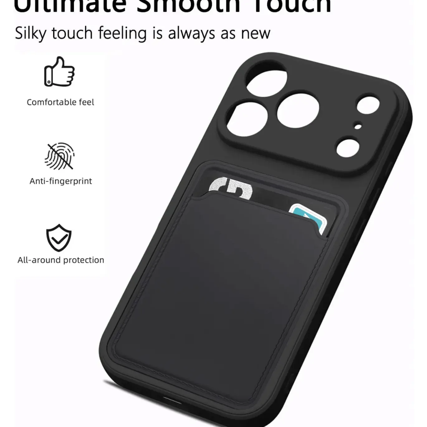 TPU Case für iPhone 17 Pro Max - Slim Hülle mit Kartenfach & Mikrofaser-Inlay