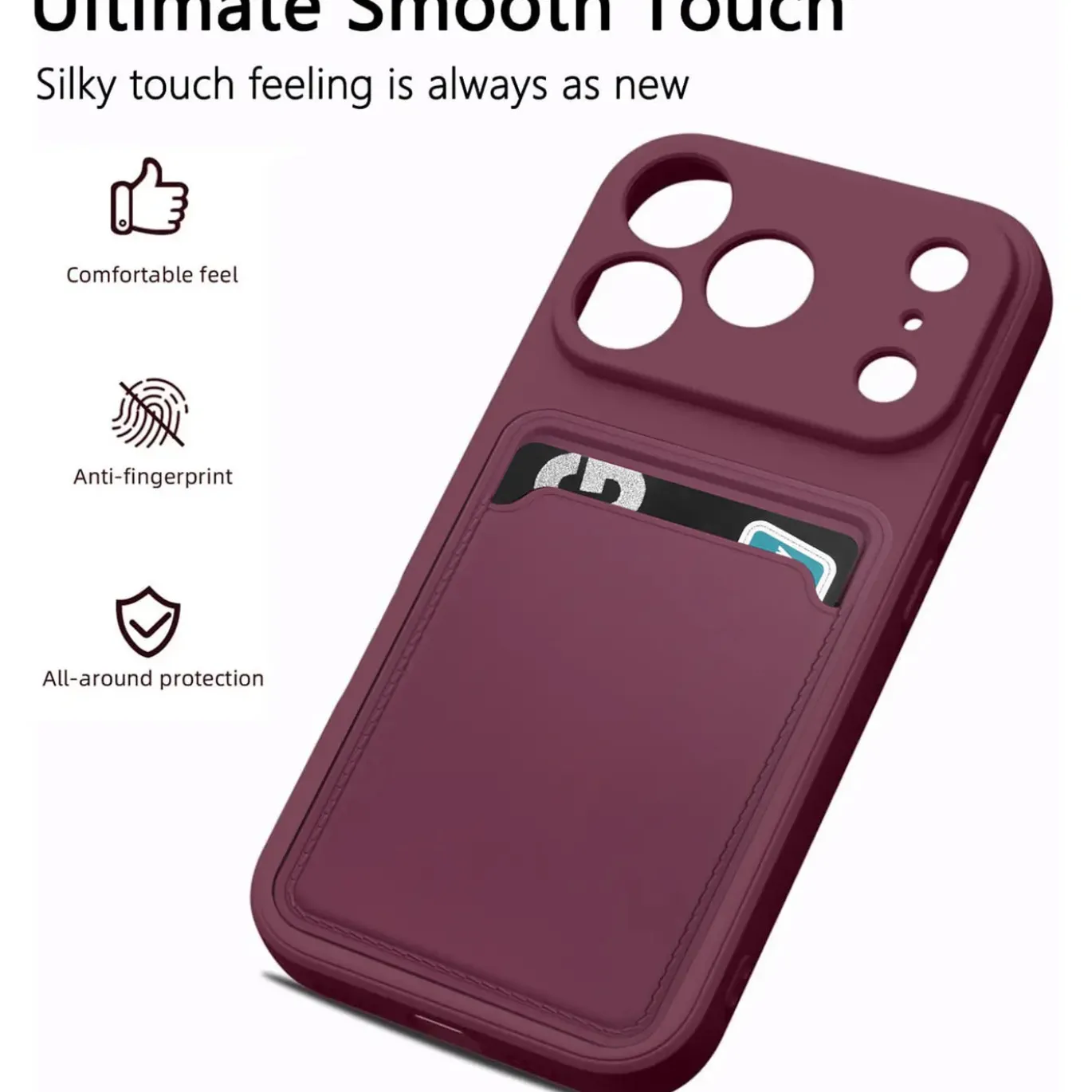 TPU Case für iPhone 17 Pro Max - Slim Hülle mit Kartenfach & Mikrofaser-Inlay