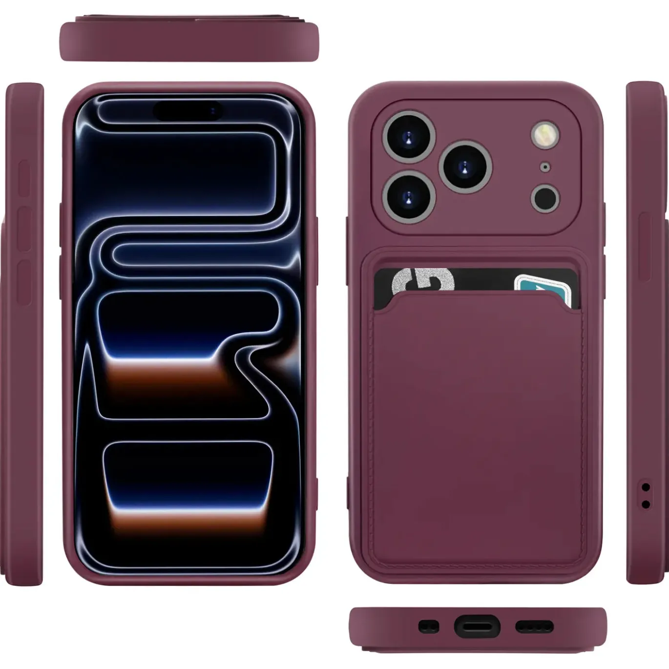 TPU Case für iPhone 17 Pro Max - Slim Hülle mit Kartenfach & Mikrofaser-Inlay
