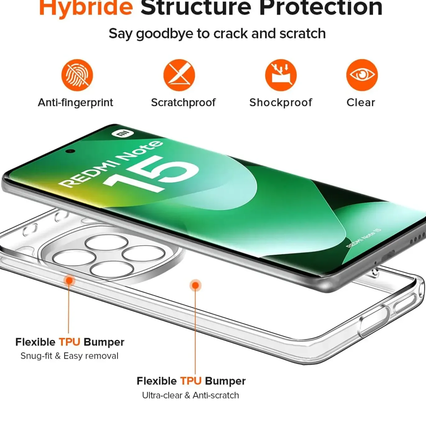 Transparente TPU Hülle für Xiaomi Redmi Note 15 Pro+ 5G - Kristallklares Slim Case