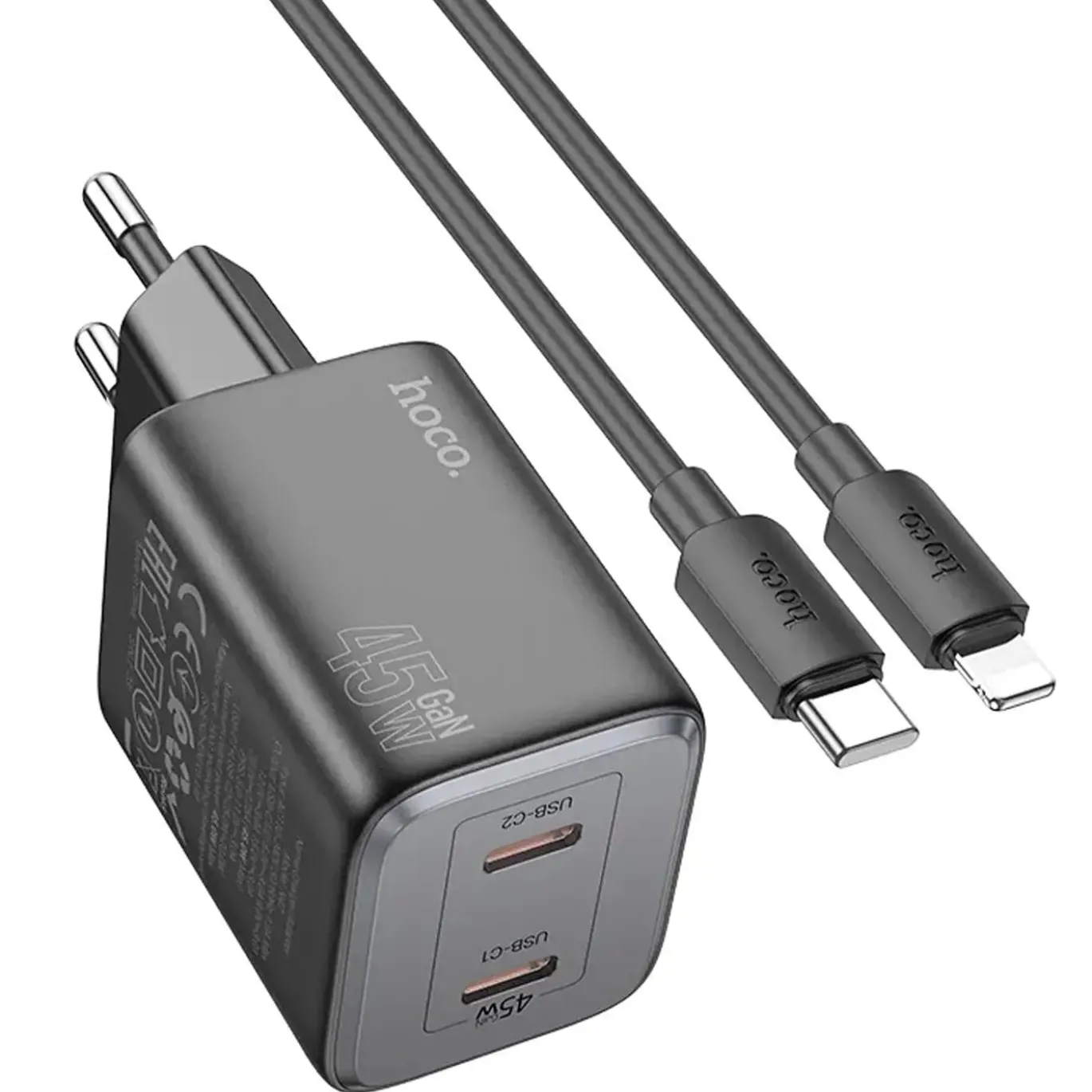 45W GaN Schnellladegerät USB-C & USB-A 3.0 Fast Charger Netzteil