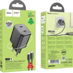 45W GaN Schnellladegerät USB-C & USB-A 3.0 Fast Charger Netzteil