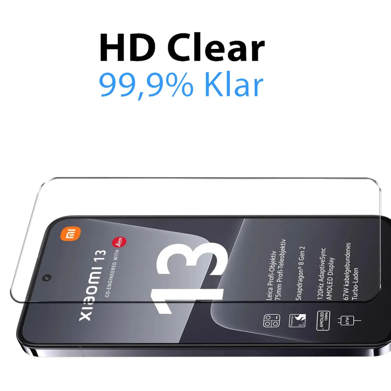 Xiaomi 13 - 9H Displayschutzfolie 2x Display & Kamera