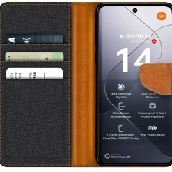 Xiaomi 14 - Jeanslook Klapphülle mit Kartenfach