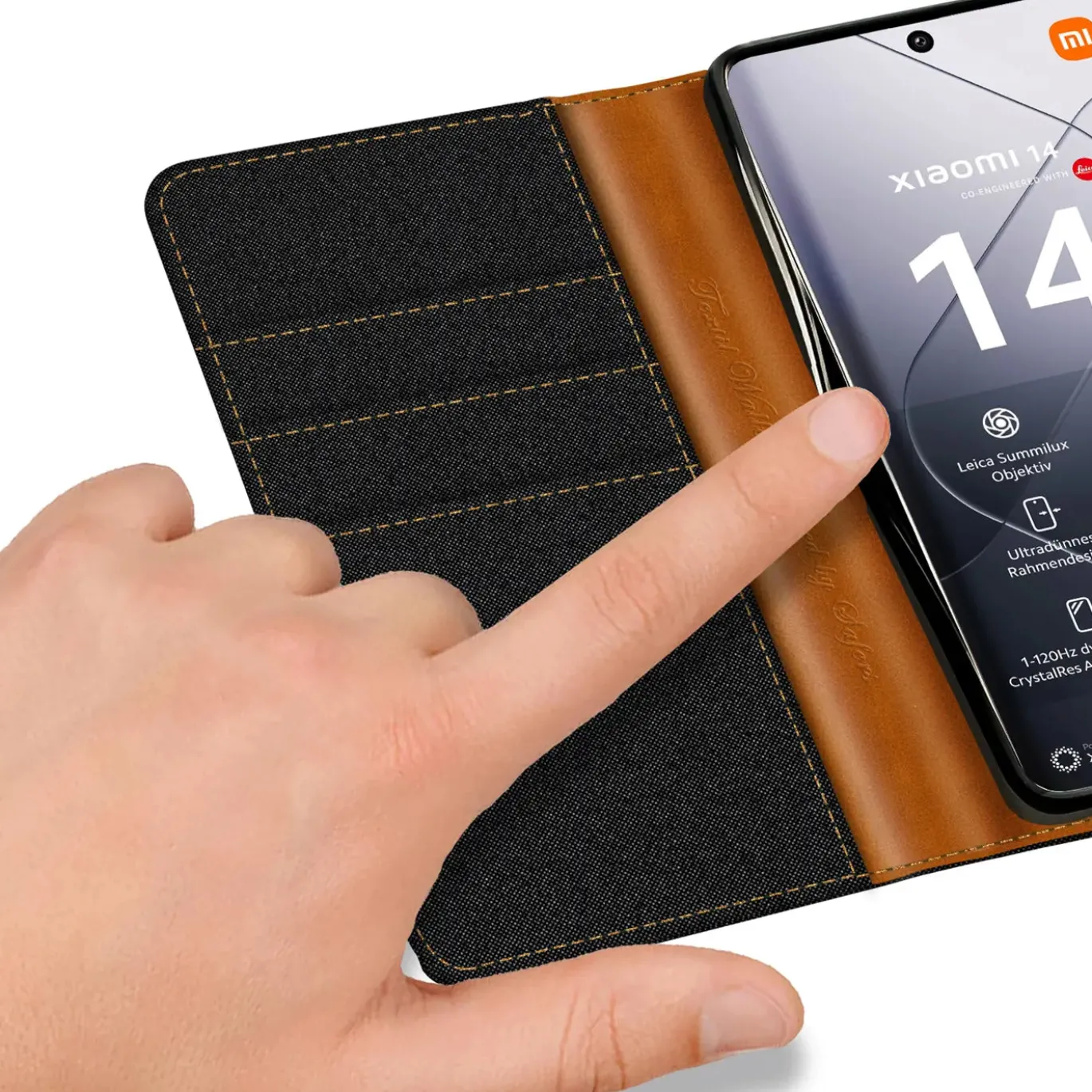 Xiaomi 14 - Jeanslook Klapphülle mit Kartenfach