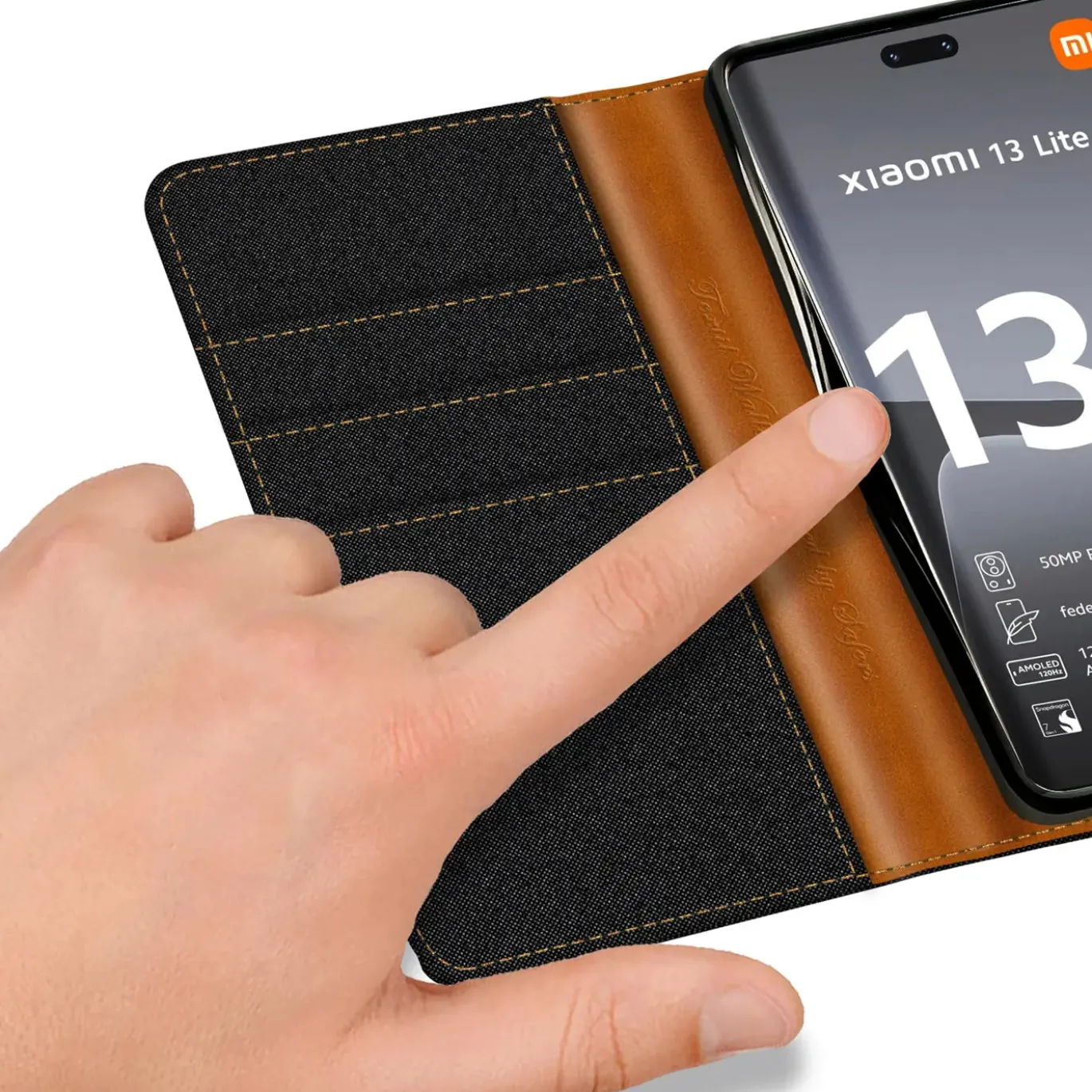 Xiaomi 13 Lite - Jeanslook Klapphülle mit Kartenfach