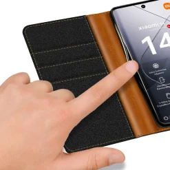 Xiaomi 14 Pro - Jeanslook Klapphülle mit Kartenfach