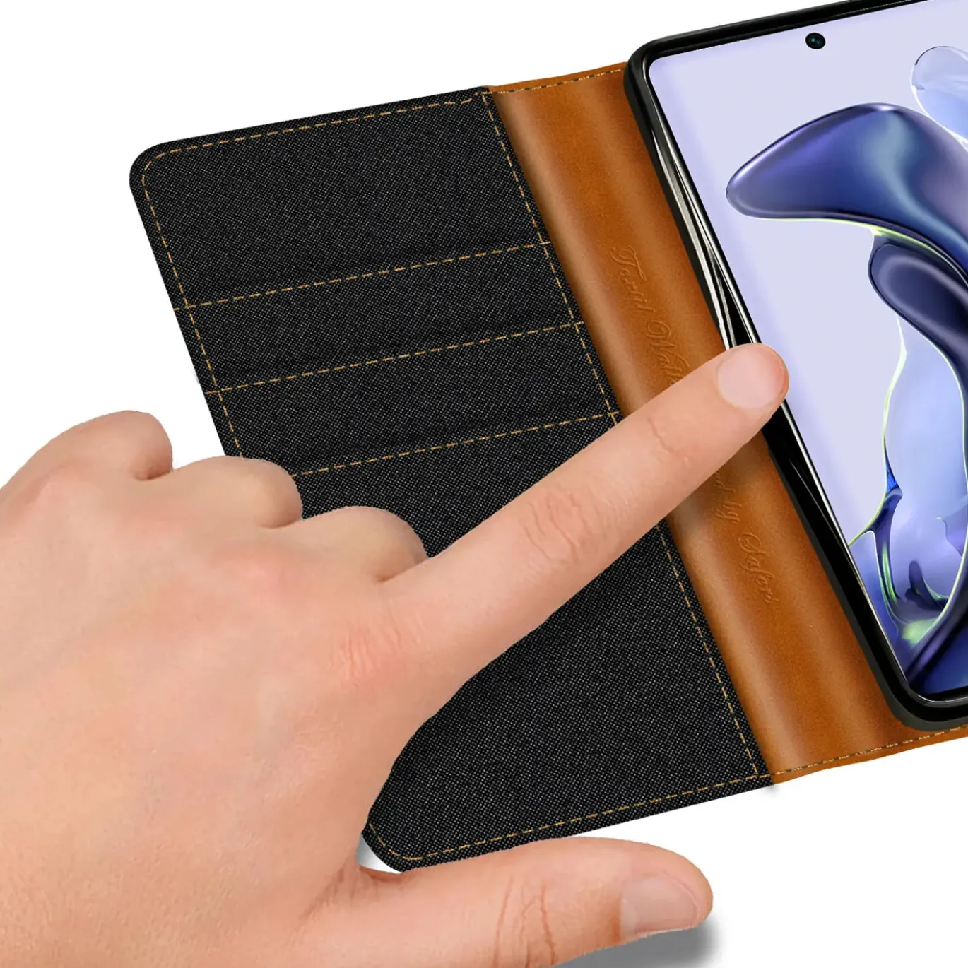 Xiaomi 12 Pro - Jeanslook Klapphülle mit Kartenfach