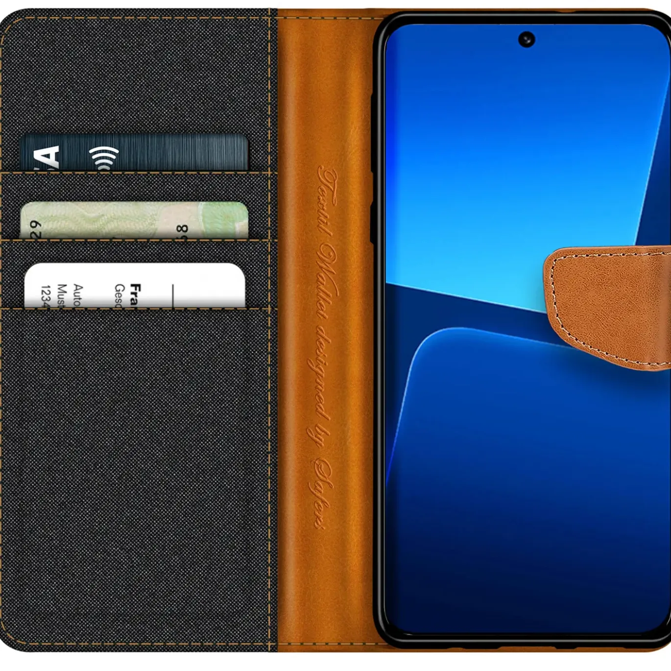 Xiaomi 13 Pro - Jeanslook Klapphülle mit Kartenfach