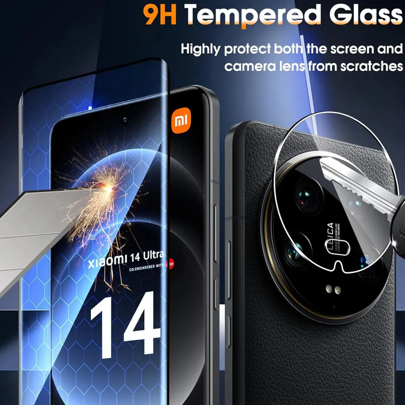 Xiaomi 14 Ultra - 9H Displayschutzfolie 2x Display & Kamera