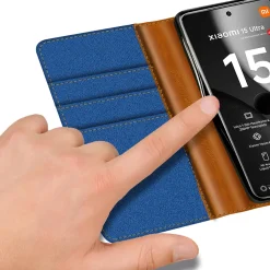 Xiaomi 15 Ultra - Jeanslook Klapphülle mit Kartenfach