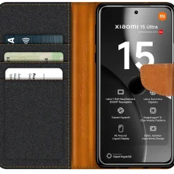 Xiaomi 15 Ultra - Jeanslook Klapphülle mit Kartenfach