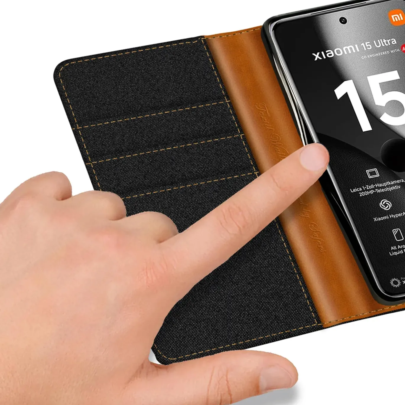 Xiaomi 15 Ultra - Jeanslook Klapphülle mit Kartenfach