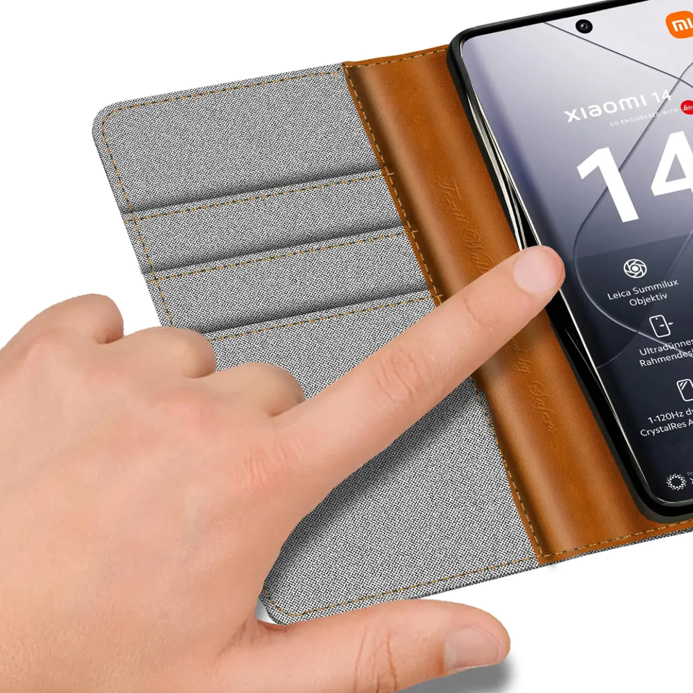 Xiaomi 14 Ultra - Jeanslook Klapphülle mit Kartenfach