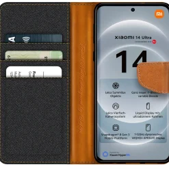 Xiaomi 14 Ultra - Jeanslook Klapphülle mit Kartenfach