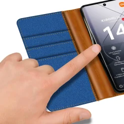 Xiaomi 14 Ultra - Jeanslook Klapphülle mit Kartenfach