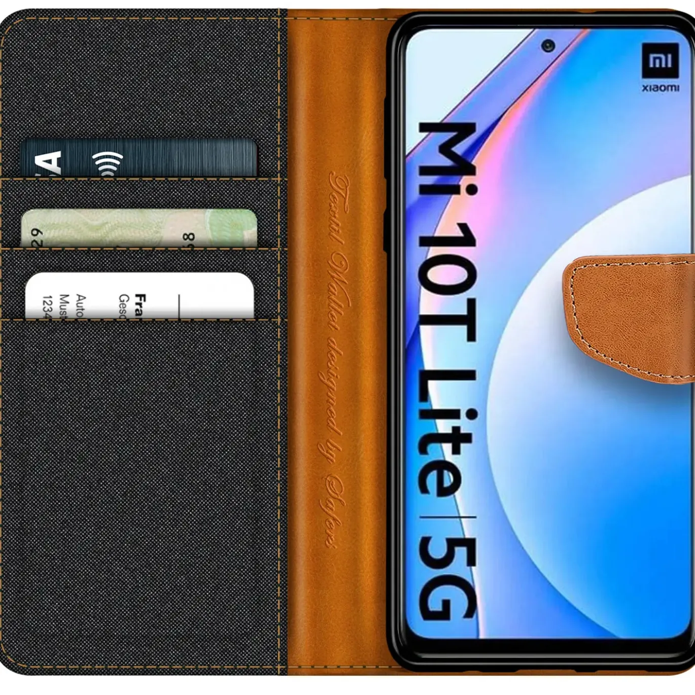 Xiaomi Mi 10T Lite - Jeanslook Klapphülle mit Kartenfach