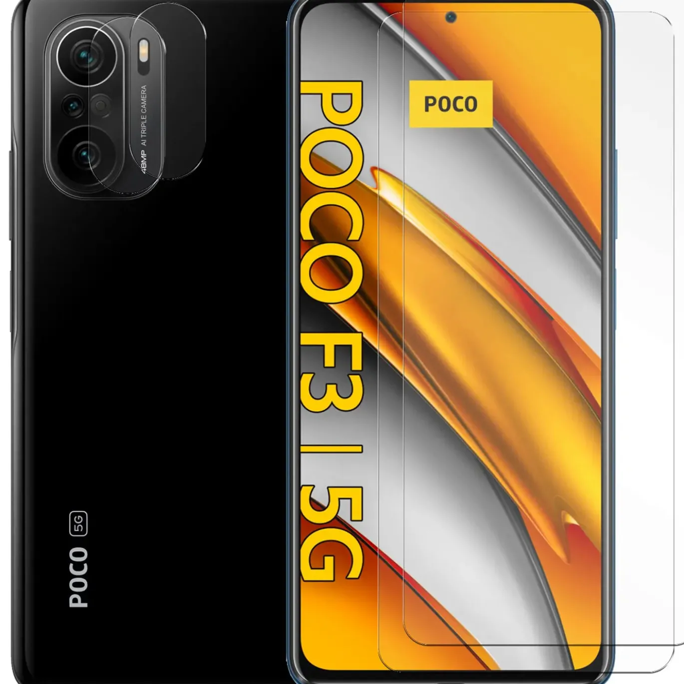 Xiaomi Poco F3 / Mi 11i - 9H Displayschutzfolie 2x Display & Kamera