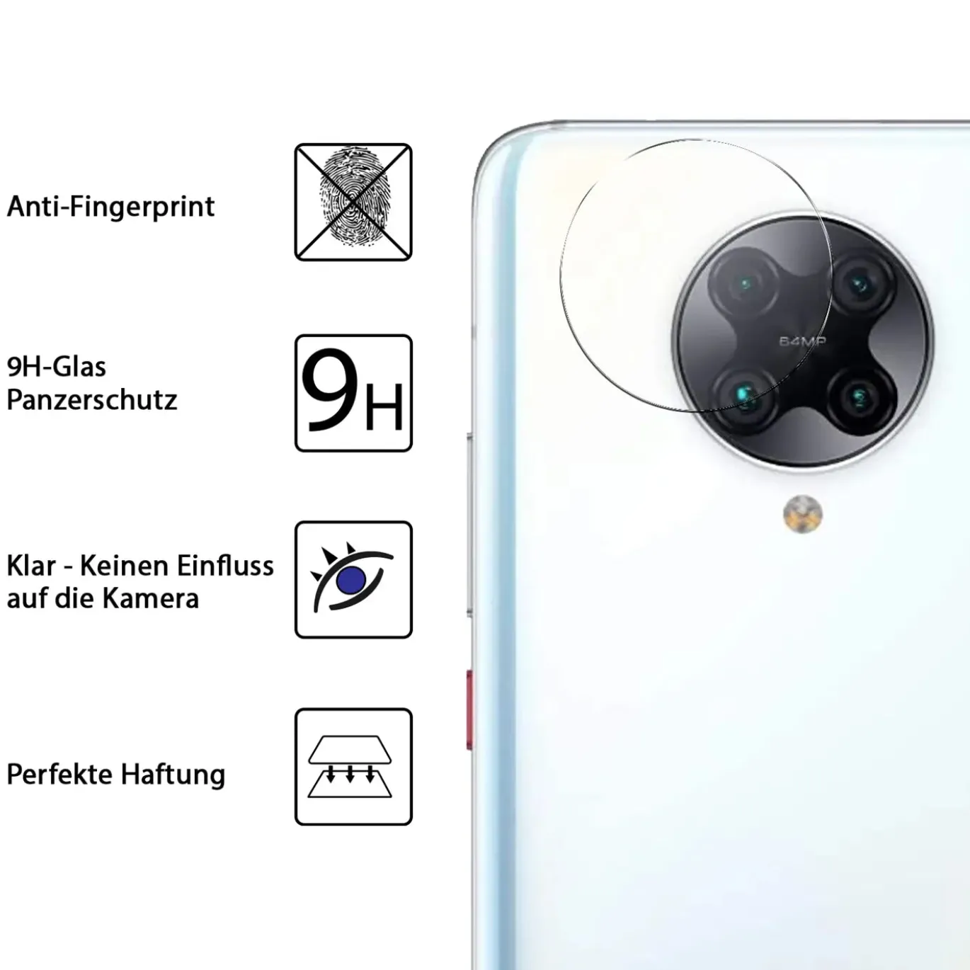 Xiaomi Poco F2 Pro - 9H Displayschutzfolie 2x Display & Kamera